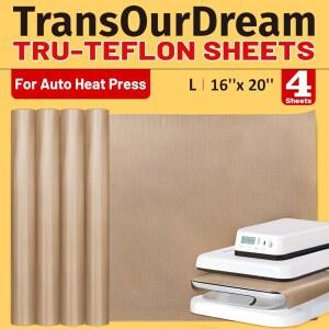 TransOurDream 4팩 PTFE 테프론 시트 사이즈 L16 x 20인치 자동 열 프레스 열 전달 용지 및 승화 용지 재사용 가능한 내열 논스틱용