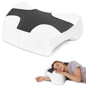 팔 구멍이 있는 엘리트가드 사이드 슬리퍼 베개, 어깨 릴리프 시스템, 목과 통증을 위한 새롭게 업그레이드된 메모리 폼, 옆, 등, 위 수면자에게 - 그레이