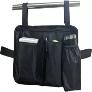 컵 홀더가 있는 JPJYE 휠체어 사이드백 워커용 팔걸이 파우치 액세서리 롤레이터 전동 스쿠터 휠체어(블랙