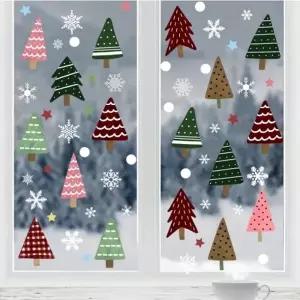 눈꽃 수채화트리 크리스마스 인테리어소품 시트지 윈도우 벽스티커 창문 꾸미기