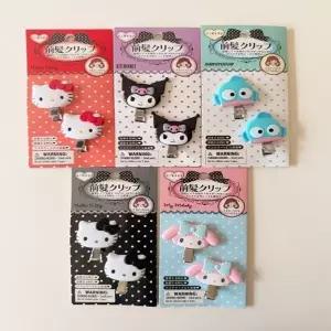 옆머리 세로 미니 헤어 핀 5종 [2P 블랙 키티  마이멜로디 한교동 앞머리 클립]