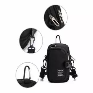 (색상 블랙)미니 다용도 크로스 가방 숄더 파우치 여행용 고리