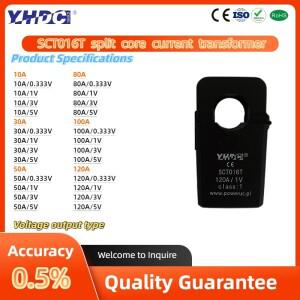 YHDC SCT016T 입력 10A/30A/50A/80A/100A/120A 출력 0.333V/1V/3V/5V 0.5% 스플릿 코어 전류 변환기 센서