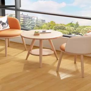 모던 원형 부부 블루원단 의자 미니 테이블 세트 안방