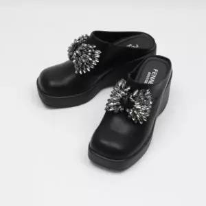 [다잇템] 여성 큐빅 시즌 FW 장식 두꺼운굽 올리는 SS 높이 플랫폼 뮬