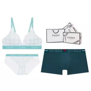 [게스언더웨어](타임스퀘어점패션관)G로고 패턴 밴딩 노와이어 브라 남여커플속옷세트 OEWBRBP291MT827BGR