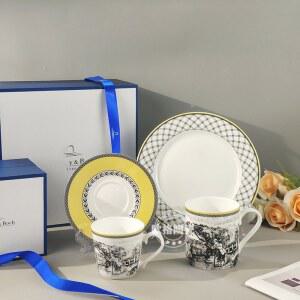 유럽 본차이나 일러스트 스타일 독일 오튼 스테이크 플레이트 매너 커피 웨스턴