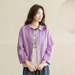 엄마옷 마담4060 자켓 여성 데일리 [내추럴포엠]꽃패치린넨 -YJK2603031-