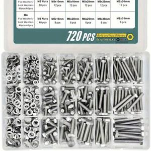 720 1640 스테인리스 스틸 볼트 너트 세트 M4 M5 M6 사이즈 매칭 육각 나사 와셔