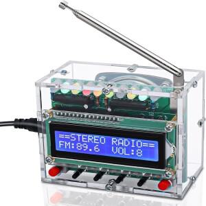 FM 라디오 키트 LED 깜박이는 조명 납땜 프로젝트 87-108MHz 연습 DIY LCD1602