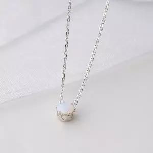 [미니아트] 순은 92.5 데일리 베이직 오팔 컬러 큐빅 실버 목걸이