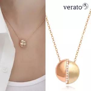 베라토 14K 볼륨 서클 스톤 목걸이