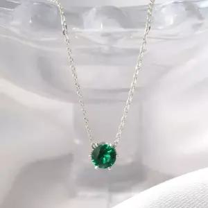 [미니아트] 순은 92.5 데일리 베이직 그린 컬러 큐빅 실버 목걸이