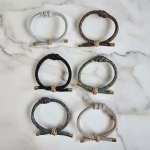 |CCA85F2|여성용 럭셔리 골드펄 트위스트 헤어타이 헤어밴드