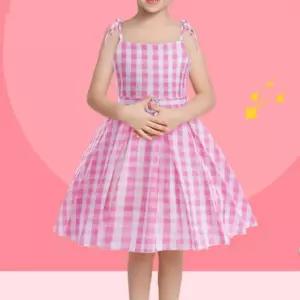 여아 아동 공주 원피스 민소매 리본 체크 드레스
