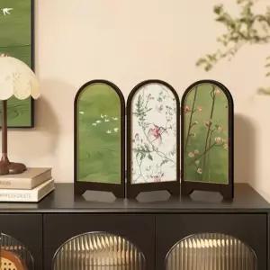 그린 미니병풍 현관 장식 칸막이 거실 인테리어 정교하게 타임 접이식