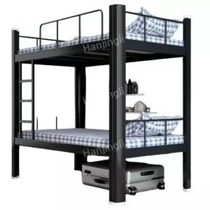 이층 침대 성인용 원룸 벙커 블랙 프레임 숙소 기숙사 이층침대 원목 사다리 계단 분리형