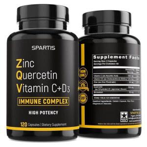 C D3 브로멜레인 면역 지원 고효능 케르세틴 아연 보충제 ZQV by SPARTIS 120캡에서 1병