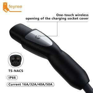 Feyree TS-NACS 소켓 EV 충전기 테슬라 호환 플러그 모델 3 X Y S용 원터치 무선 충전 커버 자동차 측면 개