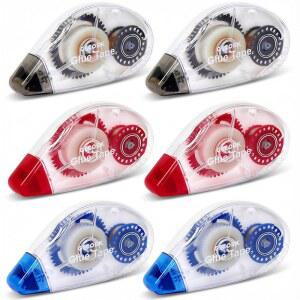 GECORK 6팩 드라이 미술 26피트 스크랩북 저널 정크 테이프 용품 테이프 스크랩북용 멀티컬러 양면 사무실 공예 접착 학교 3인치 강력 롤러