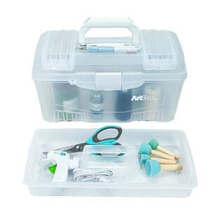 아트빈 6918AH 공예 있는 트윈 반투명 정리함 공급 상자 미술 보관 손잡이가 케이스 휴대용 용품 17인치 플라스틱