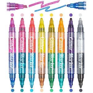 애니유케 글리터 우드 스크랩북 마커 스파클 16가지 예술 카드 아크릴 용품 색상 세트 메탈릭 페인팅 페인트 공예 생일 마커 8개 듀얼