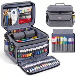 다양한 크기의 병을 토트 여행용 지퍼 12슬롯 회색 포켓 브러시 케이스 공예품 보관 가방 미술 있는 칸막이가 투명 페인트 가능한 위한 용품 특징인 JJRING 조절 아크릴 정리 다용도 홀더