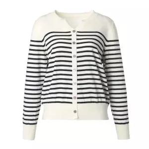 [마담포라]V넥 스트라이프 배색 니트MC1KT705A 697642