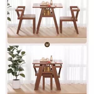 원목 공간절약 티 테이블 의자 세트 2인용 발코니 베란다 테라스