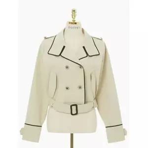 에고이스트 밴드넥 벨티드 숏 트렌치 자켓 베이지 EP1WC760 690726