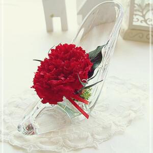-레드 부모님선물 어버이날선물 프리저브드플라워 시들지않는생화 카네이션 유리구두 LW325638
