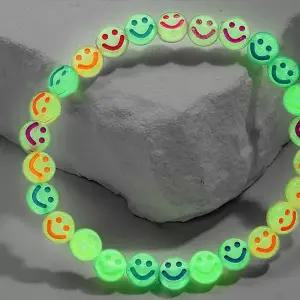 [셀러에이드]형광 야광 스마일 비즈팔찌 우정팔찌 커플 우정 친구 선물 스마일