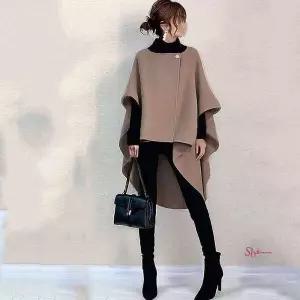 라운드 언발 재킷 판쵸 숄 자켓 망토 아우터 숄자켓efg606