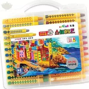 24색 회전식 크레용 유아미술 색칠놀이 손묻지않는 어린이 그리기도구 케이스