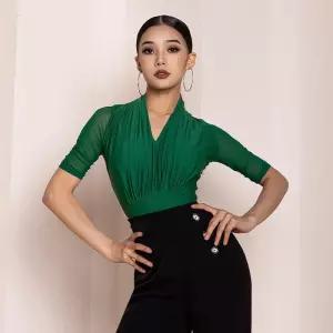 모던댄스 반팔숄더 블라우스 여성 에어로빅 무용복 레슨복 트레이닝복