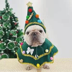 반려동물 옷 강아지 고양이 겨울 크리스마스 개 세트 코스튬 망토 트리