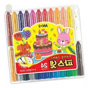 비독성 어린이크레용 24색 미술놀이 유아색칠 학습교구 안전문구