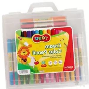 대용량 크레용 36색 세트 투명 보관함 학생 미술 교재 색칠 드로잉 창작 학습