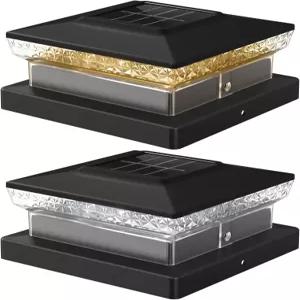 플라잉오드 솔라 포스트 캡 라이트 4x4/5x5 ？ 2팩 듀얼 컬러 800mAh 12시간 런타임 자동 황혼부터 새벽까지