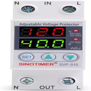조정 가능한 전압 보호기 SINOTIMER 서지 보호 릴레이(2개의 LED 디스플레이 과전압 및 저전압 전류 제한