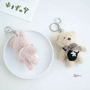 귀여운 가방 키링 봉제인형 곰돌이 뽀글이 곰인형 열쇠 커플 우정 자동차 고리ijk316