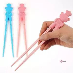 곰돌이 성인 젓가락x2개 어린이 실리콘 IQ EQ 연습용opq450