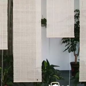 발코니 커튼 블랙아웃 차양 일본식 대나무 롤러