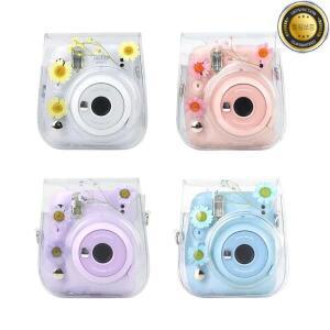 Fujifilm Instax Mini 121198 용 투명 카메라 케이스 어깨 끈 보관 가방이있는 보호용 운반 가방 커버