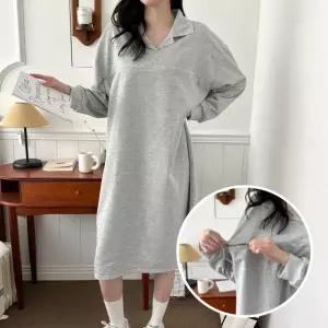 벨라마마 넥카라 롱 수유 임부복 원피스 yPk3+2buL