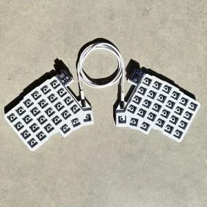 인체공학 키보드 스플릿 화이트 분할형 귀여운키캡 적축 저소음 파우더