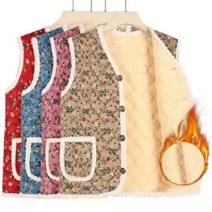 할머니조끼 김장조끼 레트로 플라워조끼 방한 퀼팅 양털 조끼 누빔