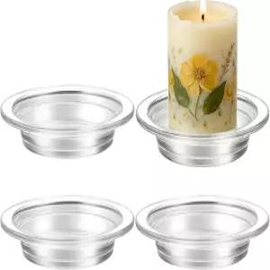 4PCS 왁스 워머 교체용 접시 캔들 히팅 플레이트 4.5인치 유리 바닥판 투명 멜트 트레이 오일 램프용