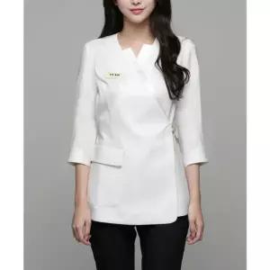 프리미엄 에스테틱 반소매 미용실 근무복 관리사가운 성형외과 샵 화이트 7부 소매 상의 S