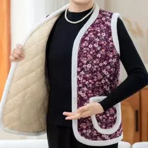 겨울용 써멀플로럴프린트 슬리브리스탑 할머니 조끼 겨울용 중년